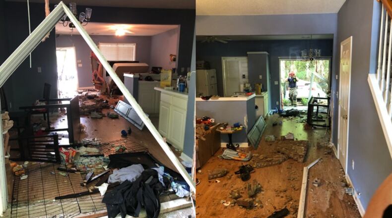 A driver accidentally drove through a neighbor's front door and out the back of their home while having a medical issue, police said.