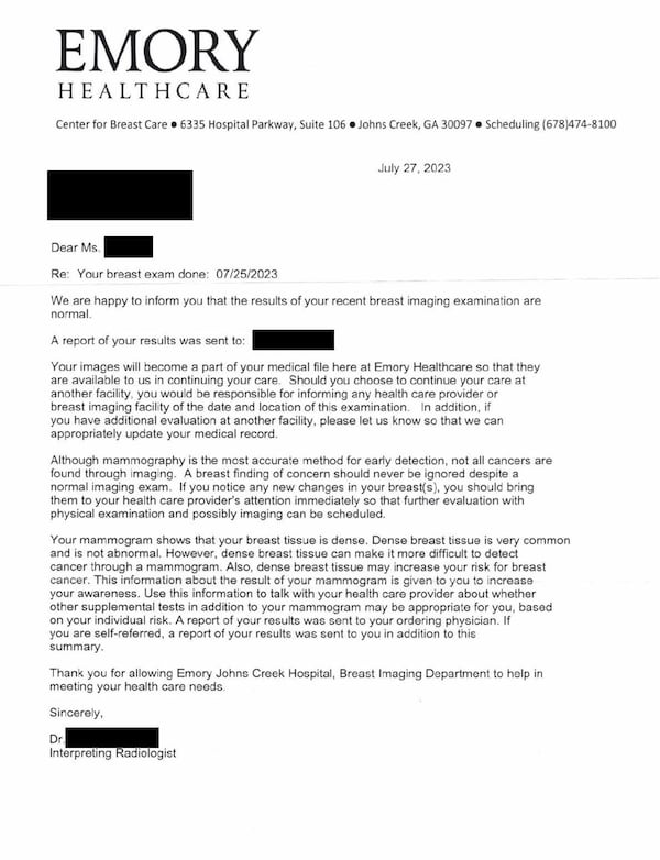 Many women recently began receiving mammogram results letters that inform them they have dense breasts. But it’s still unclear how women should use that information to protect their health. (Contributed)