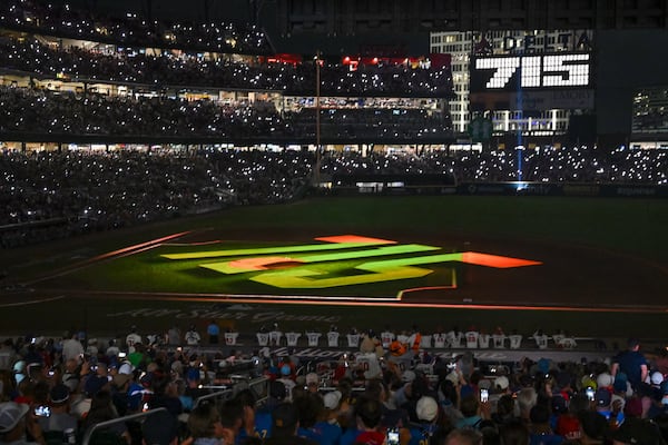 A scene from the All-Star Game tribute to Hank Aaron.