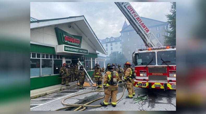 Crews battled a fire at the Midtown Krispy Kreme for the second time in five months.
