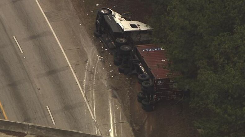 A hazmat situation shut down an exit ramp on I-675 in DeKalb County on Monday. (Credit: Channel 2 Action News)