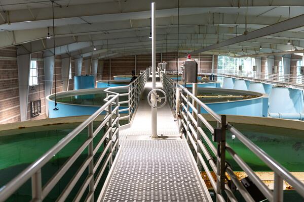 A view of the Terry R. Hicks Water Production Plant in Jonesboro, which is operated by the Clayton County Water Authority. (Arvin Temkar/AJC 2023)