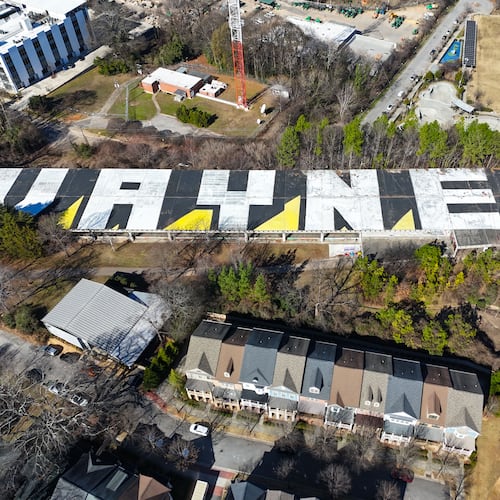 VAYNE's massive mural over Freedom Parkway is only visible from above, making it one of Atlanta's best-kept secrets. (Courtesy of Arthur Rudick)