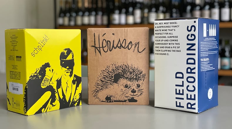 Boxed wines worth seeking out include Schplink grüner veltliner, Herisson rouge and Boxíe. (Krista Slater for The Atlanta Journal-Constitution)
