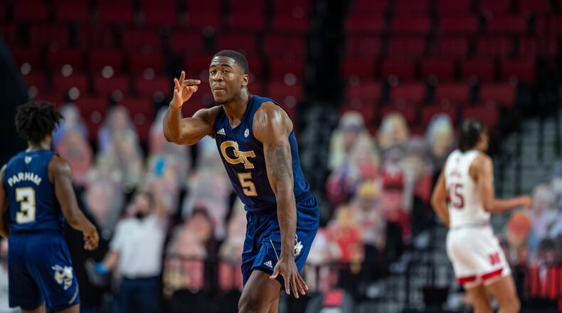 Georgia Tech forward Moses Wright in the Yellow Jackets' 75-64 win over Nebraska Dec. 9, 2020 in Lincoln, Neb.