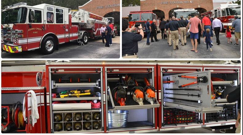 The Johns Creek Fire Department unveiled a new $1.25 million truck on Thursday that is equipped with a 100-foot ladder.