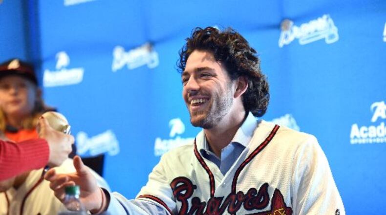 Marietta High product Dasby Swanson is the Braves' top prospect, according to Baseball America. (HYOSUB SHIN / HSHIN@AJC.COM)