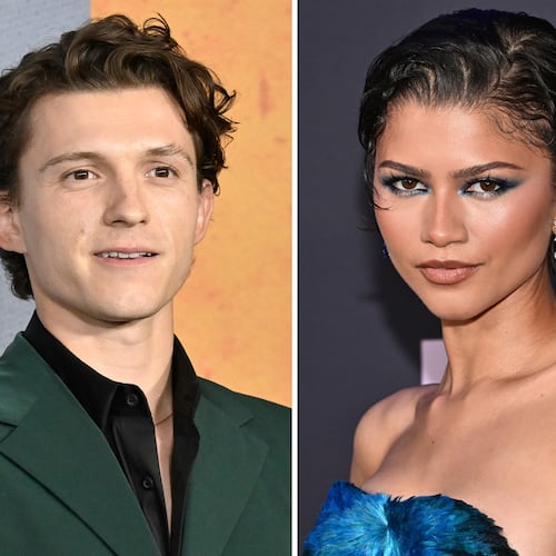 Tom Holland appears at the Apple TV+ limited series premiere of "The Crowded Room" in New York on June 1, 2023, left, and Zendaya appears at the special screening of "The Drama" in New York on April 2, 2026. (Photos by Evan Agostini/Invision/AP)