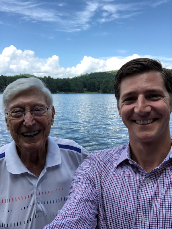 Bernie Marcus and Marcus Ruzek during a lake trip