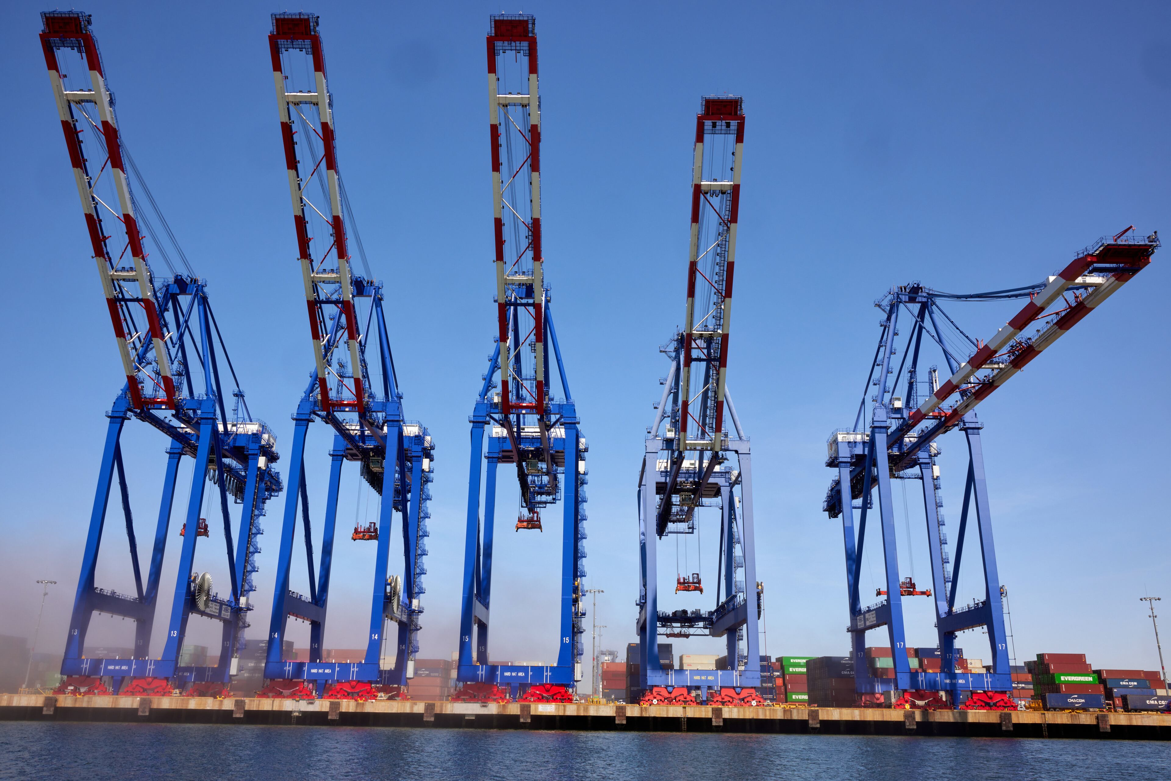 FILE — Cranes at the Port of Los Angeles on April 7, 2025. Beijing says it will meet with American officials to discuss trade, but has warned Washington against using the engagement to ratchet up pressure on China. (Maggie Shannon/The New York Times)