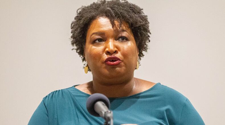 Fair Fight Action founder Stacey Abrams talks during a roundtable conversation on the obstacles to voting held at Smyrna Community Center on Sunday, July 18, 2021. (Photo: Steve Schaefer for The Atlanta Journal-Constitution)