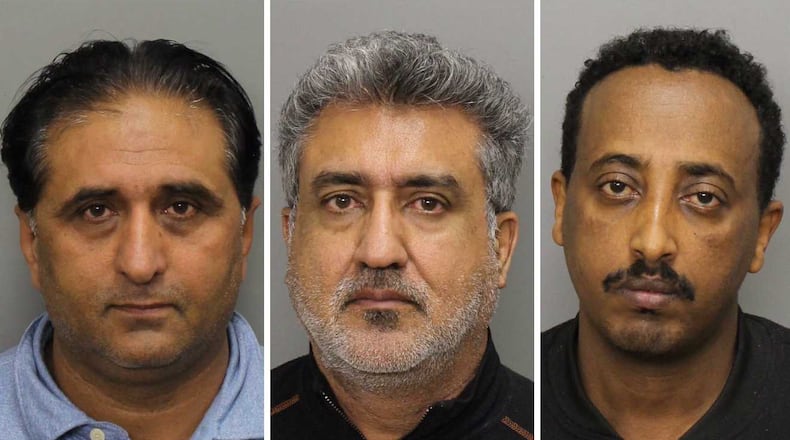 Mugshots of (left to right): Arif Muhammad, Khubaib Hussain and Samson Beye