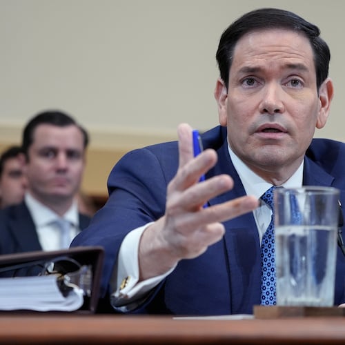 Secretary of State Marco Rubio speaks during a House Committee on Foreign Affairs hearing, Wednesday, June 3, 2026, on Capitol Hill, in Washington. (AP Photo/Mariam Zuhaib)