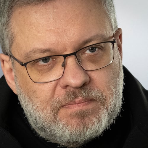 FILE - Herman Halushchenko, Ukraine's energy minister, speaks with the Associated Press during an interview in Kyiv, Ukraine, April 11, 2023. (AP Photo/Efrem Lukatsky, File)