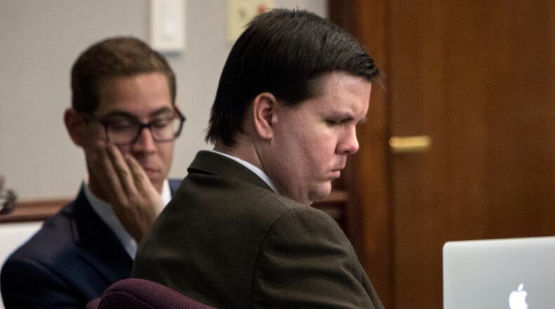 Justin Ross Harris listens to opening statements during his murder trial at the Glynn County Courthouse in Brunswick. (AJC Photo/Stephen B. Morton)