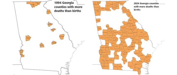 Charles Hayslett crunched 30 years of data from the Georgia Department of Public Health and found a growing number of counties where deaths outnumber births. (Courtesy of Charles Hayslett)