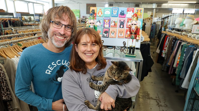 Toby Tobias and Tanya Mahrous (with Barbie), husband & wife, opened Second Life, an upscale thrift store in Avondale Estates that supports animal rescue organizations in January 2011. In almost 12 years, it has provided over $2 million in cash grants to animal rescues and programs providing medical care, community outreach, spay/neuter assistance, education and more.
 PHIL SKINNER FOR THE ATLANTA JOURNAL-CONSTITUTION