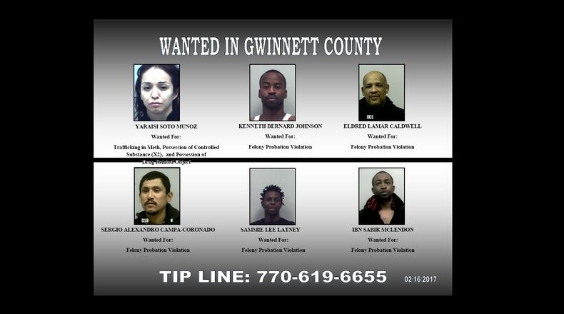 The Gwinnett County Sheriff's Office is looking for these six suspects.