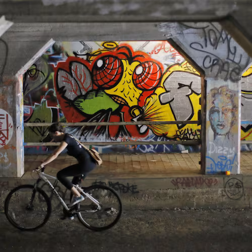 After passing through Krog Street Tunnel, Beltline-goers will quickly notice that the restaurants are much more spread out along the Southeast Trail. (Bob Andres/AJC 2020)