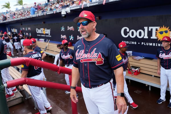 Braves manager Walt Weiss readies for a February spring training game.