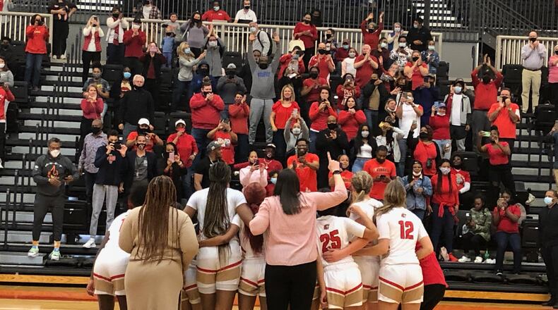 The Greater Atlanta Christian went to midcourt to thank their fans after Saturday's Final Four win over Upson-Lee.
