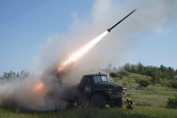 FILE - Soldiers of Ukraine's 30th Separate Mechanized Brigade fire a rocket toward Russian positions at the front line in the Donetsk region of Ukraine on Tuesday, June 3, 2025. (AP Photo/Andrii Marienko, File)