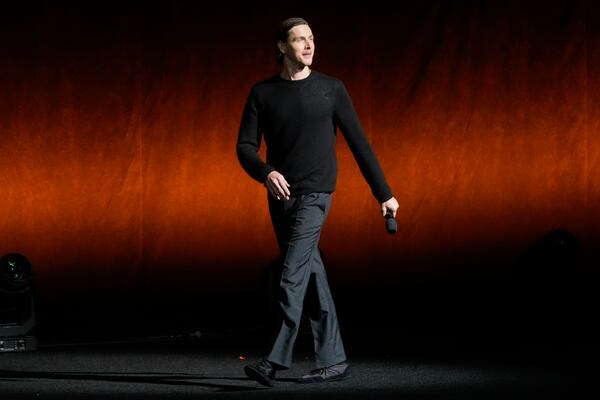 Harris Dickinson is introduced during the Sony Pictures presentation at CinemaCon on Monday, March 31, 2025, at Caesars Palace in Las Vegas. (AP Photo/Chris Pizzello)