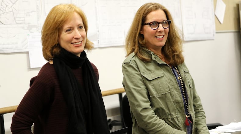 Susan V. Booth (left) and playwright Janece Shaffer confer during a production at the Alliance Theatre. Booth and the Alliance are the recipients of a $250,000 grant from the BOLD program, created to help further the role of women in theater. Photo: courtesy Alliance Theatre