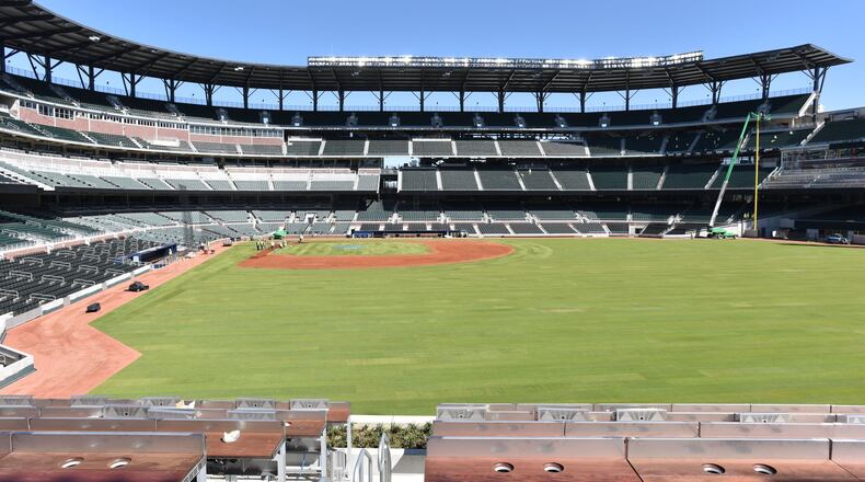 Photo shows the almost-finished SunTrust Park on Wednesday. HYOSUB SHIN / HSHIN@AJC.COM