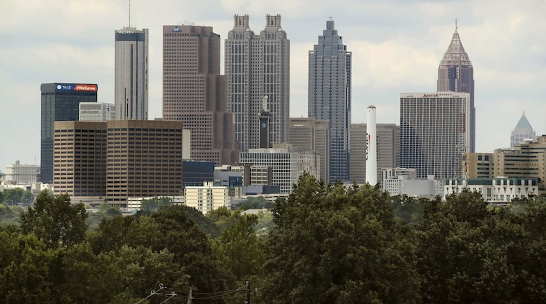 A view of metro Atlanta’s tree canopy from the south of the city. Metro Atlanta has one of the largest and highest-quality urban forests of any major metro area in the U.S., according to local tree experts. BOB ANDRES / BANDRES@AJC.COM