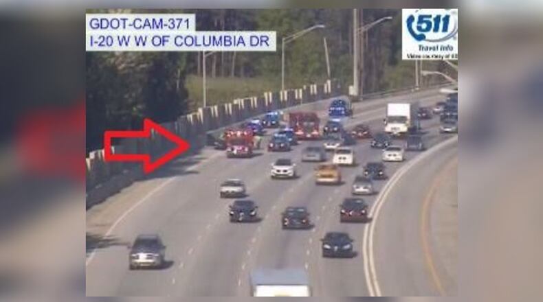 The incident happened on I-20 West in DeKalb County.