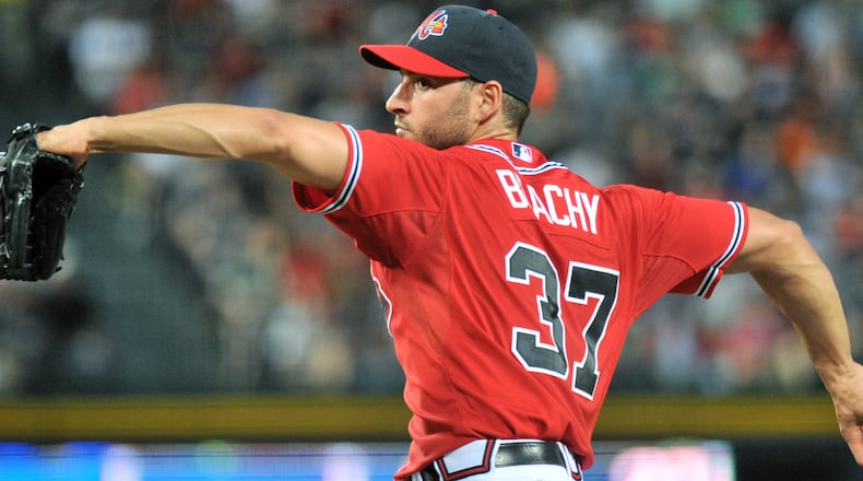 June 8, 2012 Atlanta - Atlanta Braves starting pitcher Brandon Beachy (37)delivers a pitch against the Toronto Blue Jays at Turner Field in Atlanta on Friday, May 8, 2012. HYOSUB SHIN / HSHIN@AJC.COM