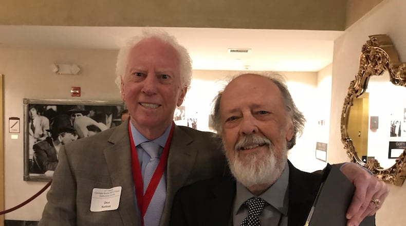 Don Sutton (left) and Georgia Radio Hall of Fame executive director John Long after the event. CREDIT: Rodney Ho/rho@ajc.com