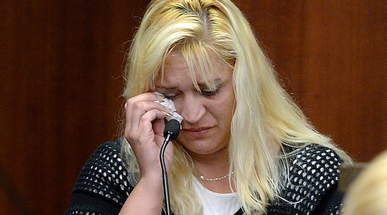 Sherry West, mother of slain toddler, testifies in Judge Stephen Kelley's courtroom during the murder trial of De'Marquise Elkins, the Brunswick teen accused of shooting a toddler in the face, on Tuesday, August 27, 2013.