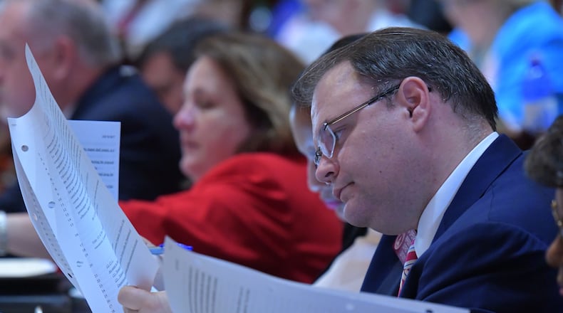 March 30, 2017 Atlanta - Rep. Jason Spencer reviews House Bill 413 on the the 40th and final legislative day of the 2017 General Assembly on Thursday, March 30, 2017. HYOSUB SHIN / HSHIN@AJC.COM