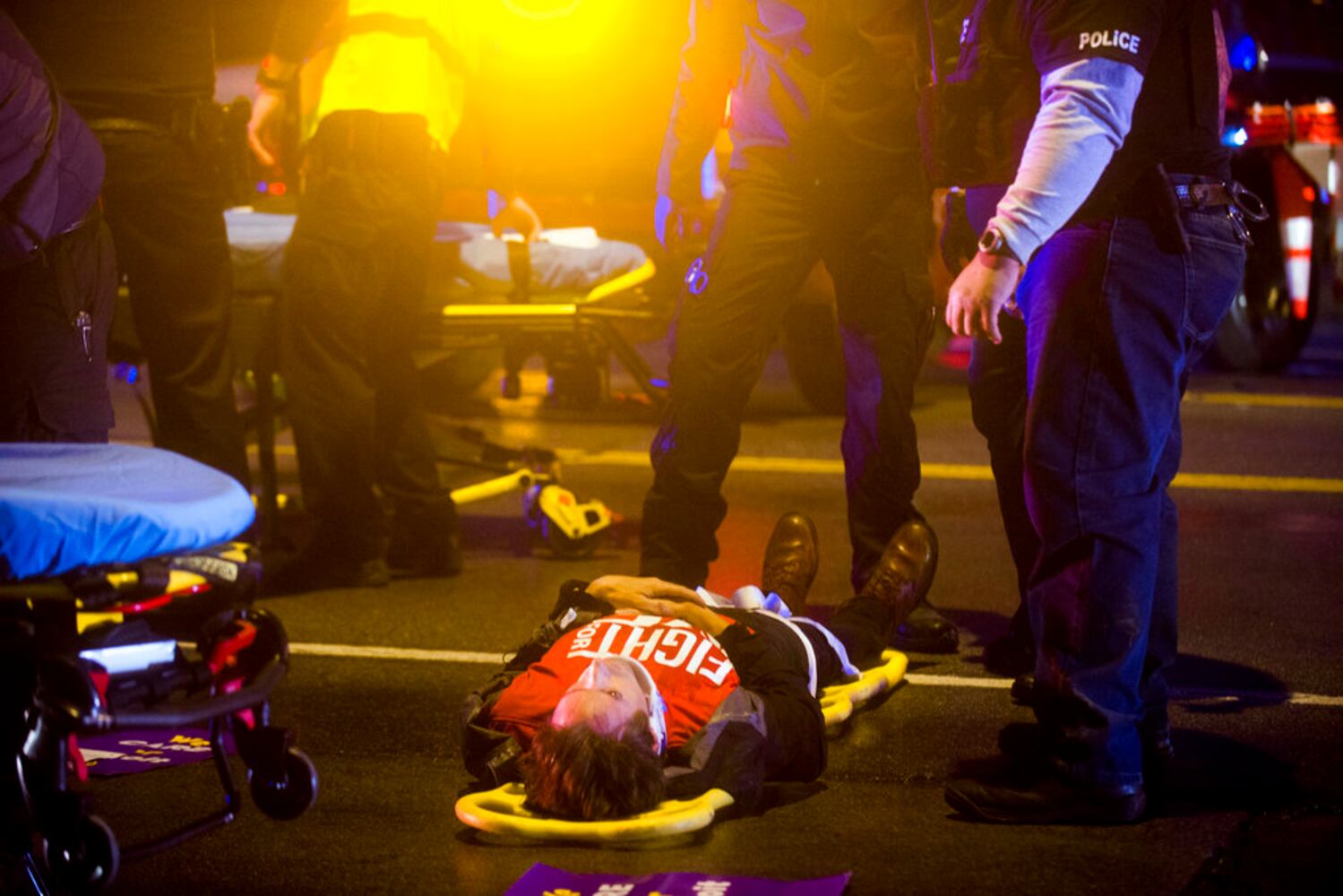 Photo: Truck crashes into minimum wage protests; police believe accident