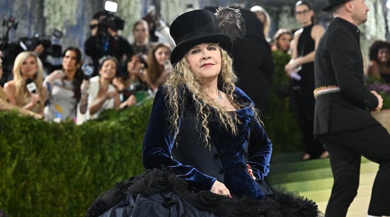 Stevie Nicks arrives at the Metropolitan Museum of Art's Costume Institute benefit gala celebrating the opening of the "Costume Art" exhibition on Monday, May 4, 2026, in New York. (Evan Agostini/AP)