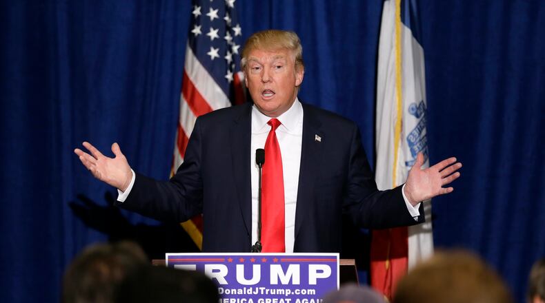 Republican presidential candidate Donald Trump speaks during a press conference in Dubuque, Iowa. AP/Charlie Neibergall