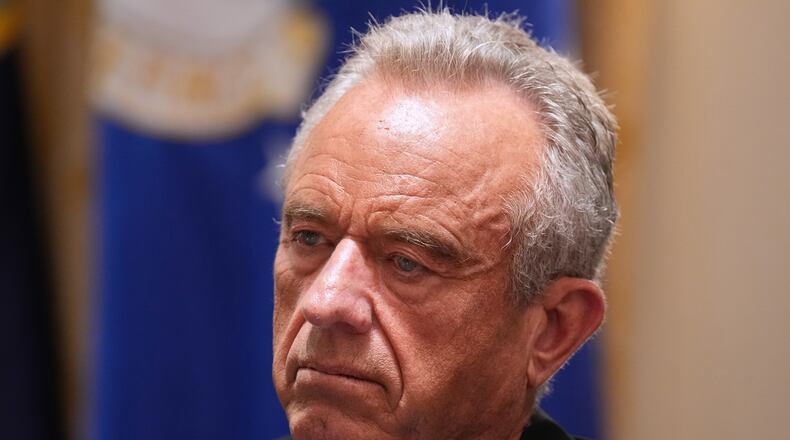 FILE - Secretary of Health and Human Services Robert F. Kennedy Jr., listens during a Cabinet meeting at the White House, May 27, 2026, in Washington. (AP Photo/Jacquelyn Martin, File)