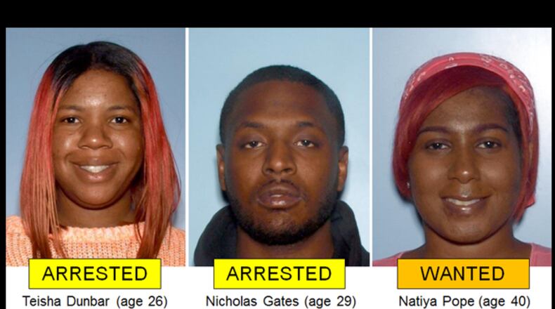 Gwinnett County police are searching for Natiya Pope, right, in connection with what they call an "elaborate" Craigslist scam.