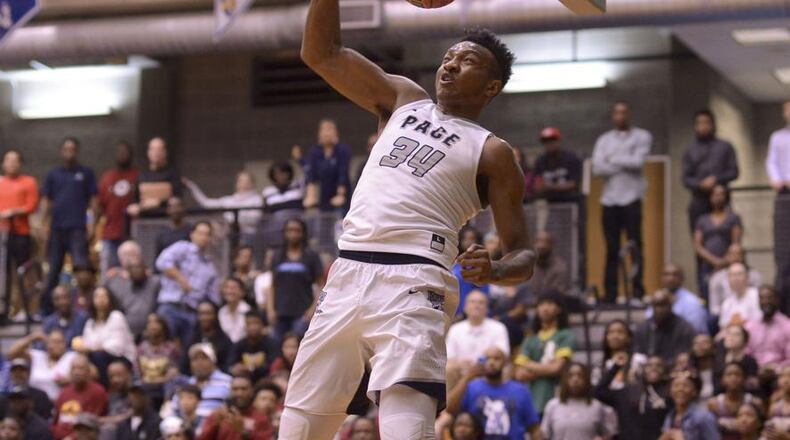 Atlanta, Ga. -- Wendell Carter Jr., of Pace Academy, slam dunks the ball during the first half of a quarterfinal basketball against Westside-Macon at Pace Academy Wednesday, March 1, 2017. SPECIAL/Daniel Varnado Atlanta, Ga. -- Wendell Carter Jr., of Pace Academy, slam dunks the ball during the first half of a quarterfinal basketball against Westside-Macon at Pace Academy Wednesday, March 1, 2017. SPECIAL/Daniel Varnado