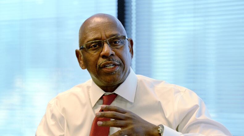 DeKalb County Public Safety Director Cedric Alexander talks to The Atlanta Journal-Constitution Editorial Board on Thursday about police shootings and crime. KENT D. JOHNSON/ KDJOHNSON@AJC.COM