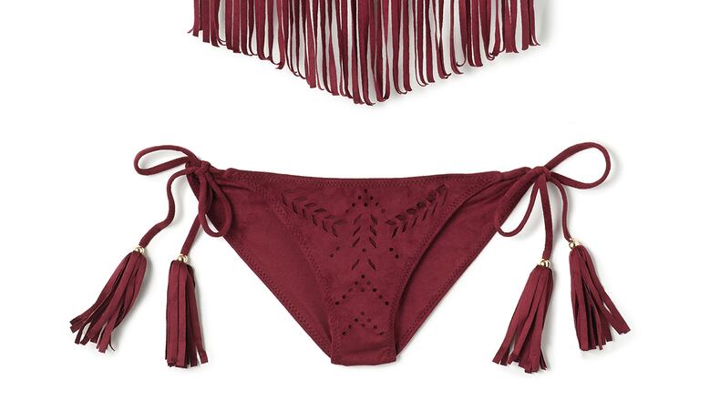 Style Name: ale by Alessandra High Neck Halter TopPrice: $120.00Where to Buy:Everything But WaterStyle Name: ale by Alessandra Tie Side Brazilian BottomPrice: $96.00Where to Buy:Everything But Water