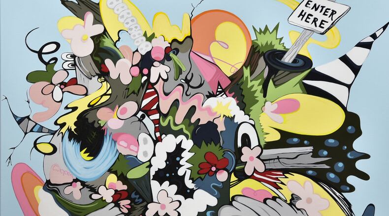 Sarah Emerson, "Go On" (detail), 2024, from her exhibit "In the Land of Plenty" at Whitespace.