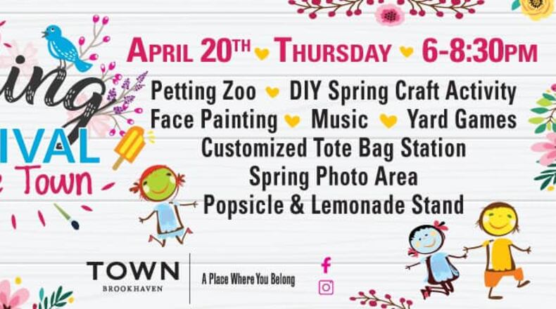 Brookhaven's first spring festival is 6-8:30 p.m. April 20 on the green space followed by the Art Pop Up + Shop from April 27 to May 21. (Courtesy of Town Brookhaven)