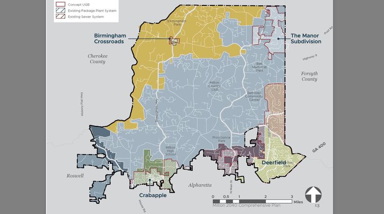 Milton is using this map from its Comprehensive Plan 2040 as a starting point to create an Urban Growth Boundary. (Courtesy City of Milton)