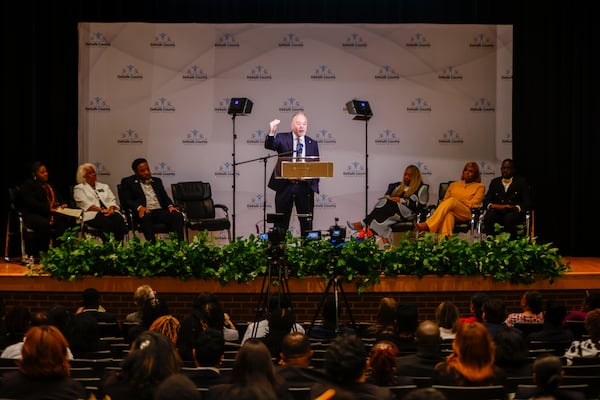 State School Superintendent Richard Woods appears during a press conference and ceremony announcing the 2025 state graduation rates at Lithonia High School in Lithonia on Monday, Sept. 29, 2025. (Arvin Temkar/AJC)
