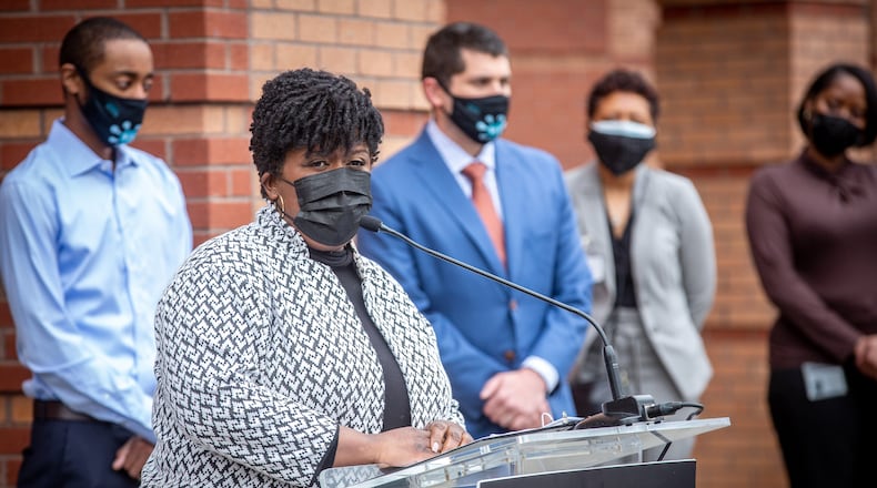 Atlanta Public Schools Superintendent Lisa Herring describes the district's COVID-19 surveillance testing program at a news conference at M. Agnes Jones Elementary School on Jan. 25, 2021. (STEVE SCHAEFER FOR THE ATLANTA JOURNAL-CONSTITUTION)