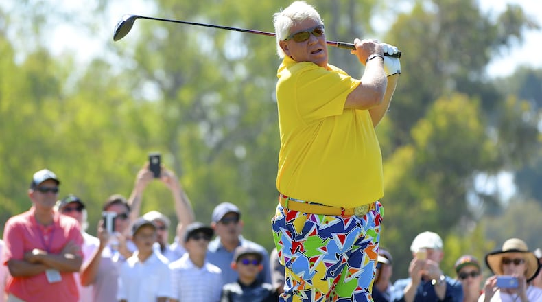 John Daly hits a tee shot on the third hole during the final round of the Toshiba Classic at the Newport Beach Country Club on Oct. 9, 2016 in Newport Beach, Calif. (Photo by Robert Laberge/Getty Images)
