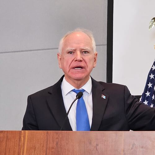 Democratic Gov. Tim Walz, speaking at a news conference on Thursday, Dec. 4, 2025, in St. Paul, denounces President Donald Trump for calling Minnesota's Somali community "garbage" and dismissing the state as a "hellhole." (AP Photo/Steve Karnowski)